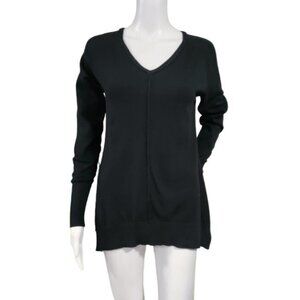 Vila Milano Long Sleeve Ribbed Knit V Neck Pullover Sweater Black Women's S / M